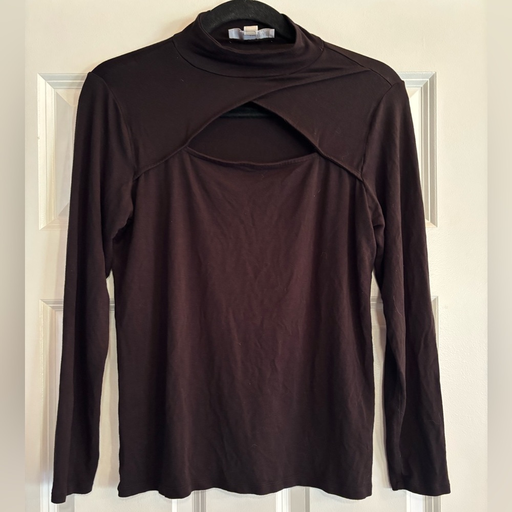Michael Kors Knit Long Sleeve Cutout Mock Neck Top, size Medium